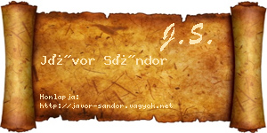 Jávor Sándor névjegykártya