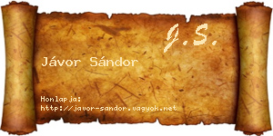 Jávor Sándor névjegykártya